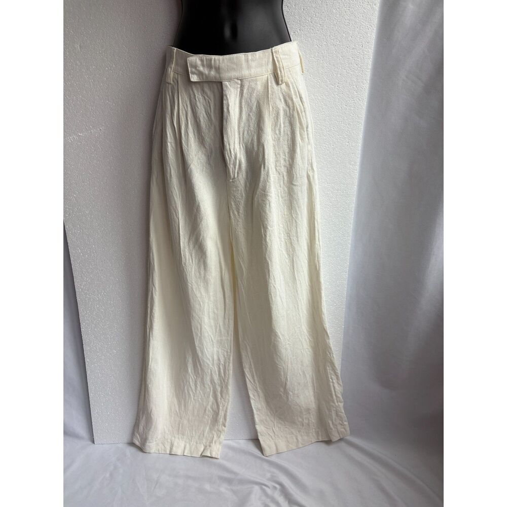 Zara Cream Beige Wide Leg Trousers Dress Pants Size XS Office Career Classy 90s